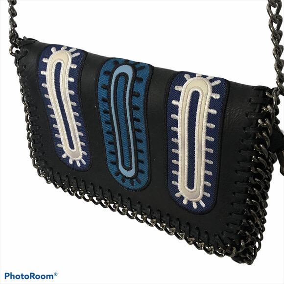 Falabella-Inspired Leather & Denim Embroidered Crossbody Bag Chic Statement - Picture 13 of 13